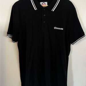 Lambretta Men's Black Polo Shirt with White Trim